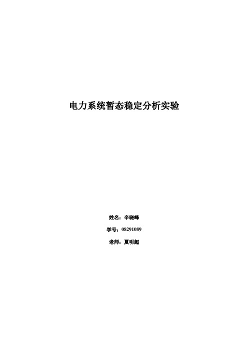 电力系统暂态稳定分析实验