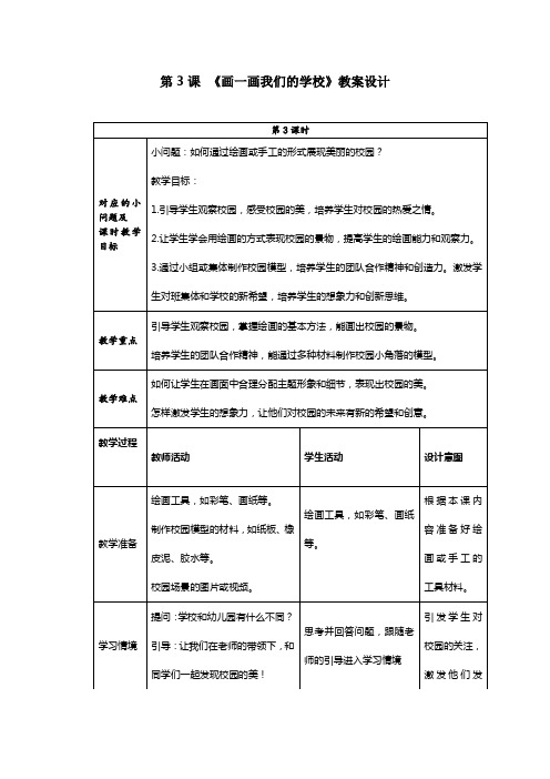 人美版(2024)一年级美术上册第一单元《1.3画一画我们的学校》教学设计