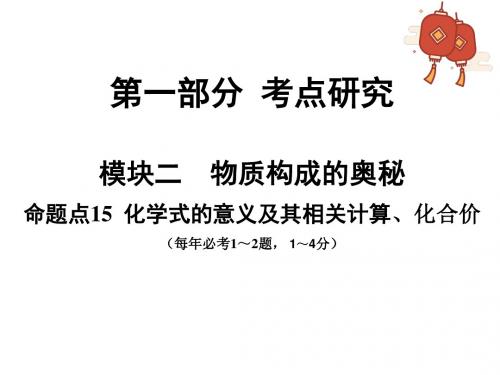 中考化学 化学式的意义及相关计算、化合价