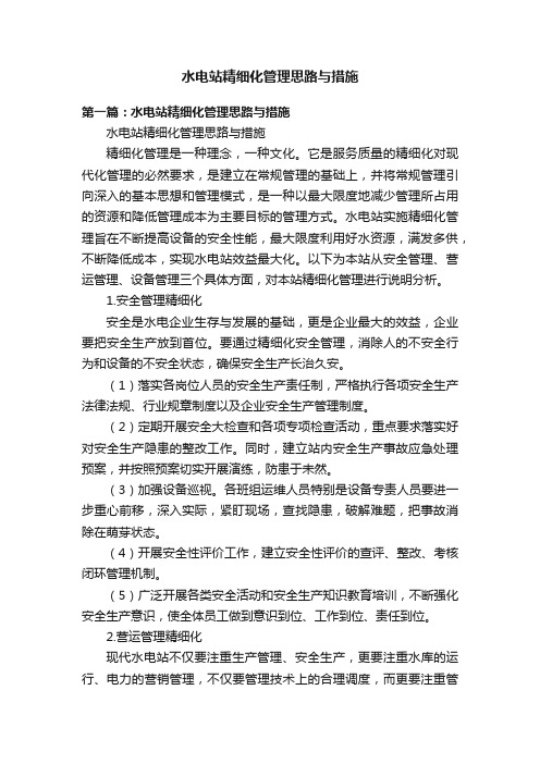 水电站精细化管理思路与措施