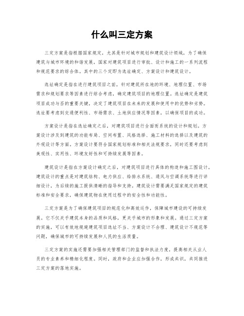 什么叫三定方案