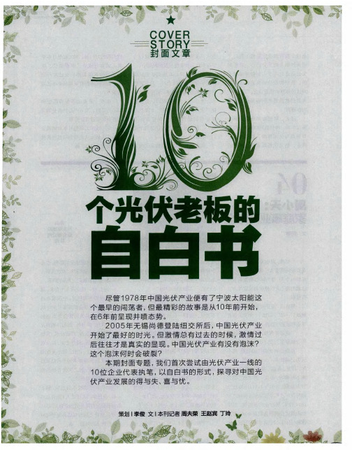 个光伏老板的自白书——未来十年,光伏是谁的游戏？