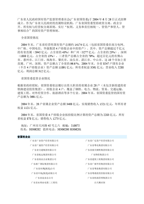 广东省人民政府国有资产监督管理委员会