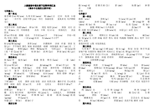 (完整版)人教版初中语文课下注释字词汇总,推荐文档