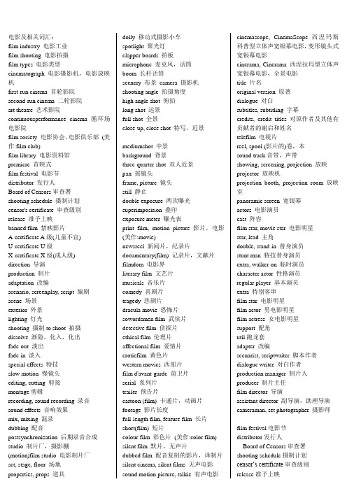 电影及相关英语词汇
