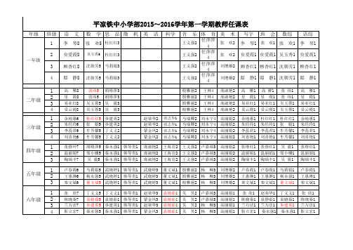 2015年秋小学教师任课及总课表