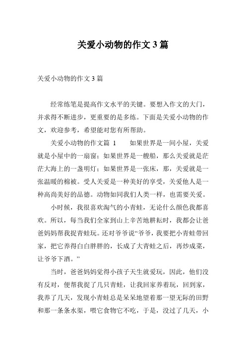 关爱小动物的作文3篇