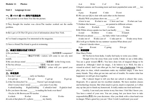 外研社九年级英语上册Module 11    Photos__Unit 3