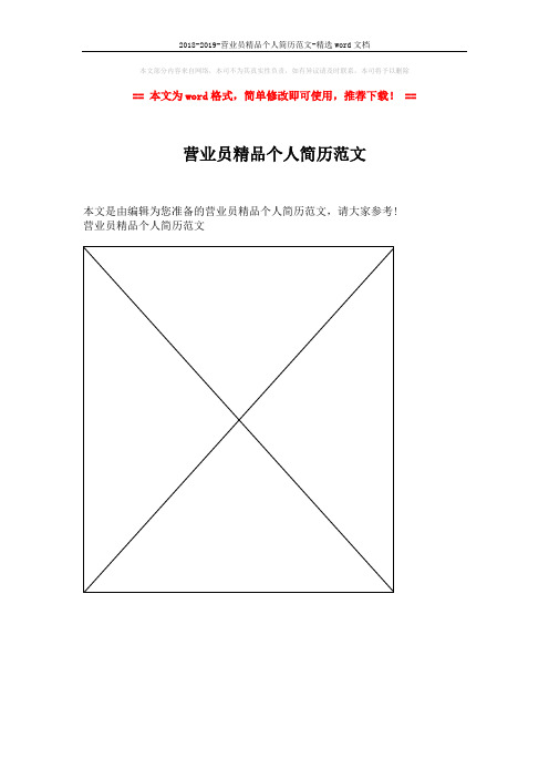 2018-2019-营业员精品个人简历范文-精选word文档 (1页)