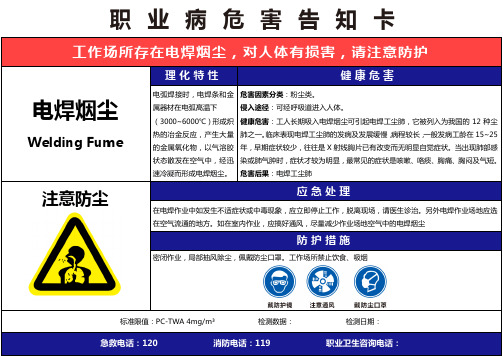 【电焊烟尘】职业病危害告知卡(精编版)