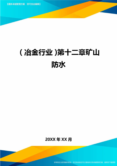 2020年(冶金行业)第十二章矿山防水