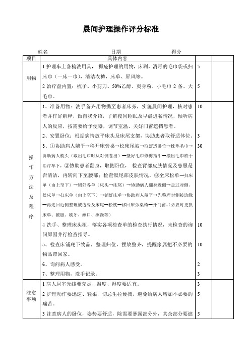 (护理员用)晨间护理操作技术