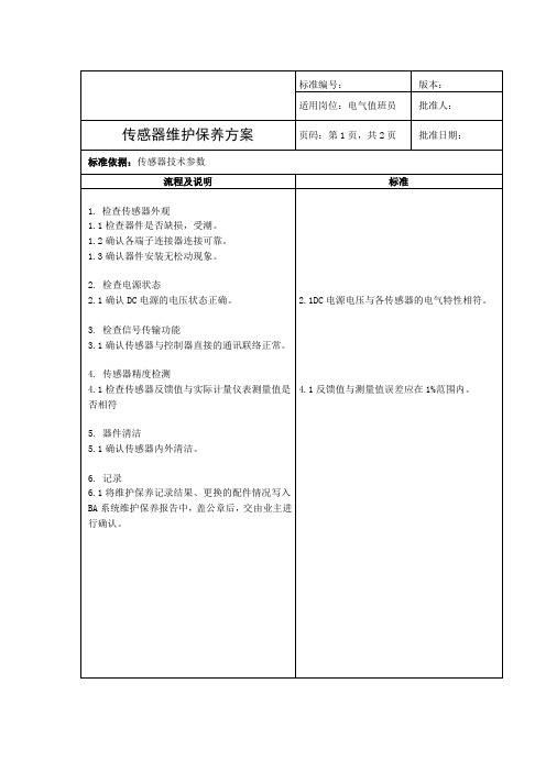 传感器维护保养方案