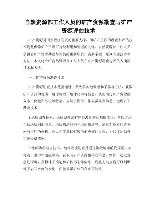 自然资源部工作人员的矿产资源勘查与矿产资源评估技术