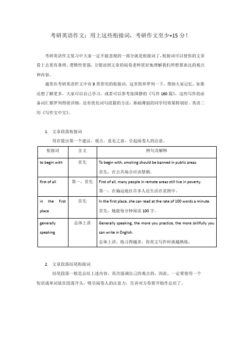 考研英语作文:用上这些衔接词,考研作文至少+15分!