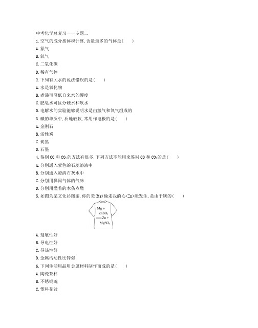 中考化学总复习——专题检测二(附参考答案)