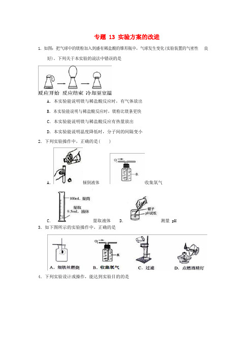 2018届中考化学压轴题揭秘专题13实验方案的改进(预测题-无答案)