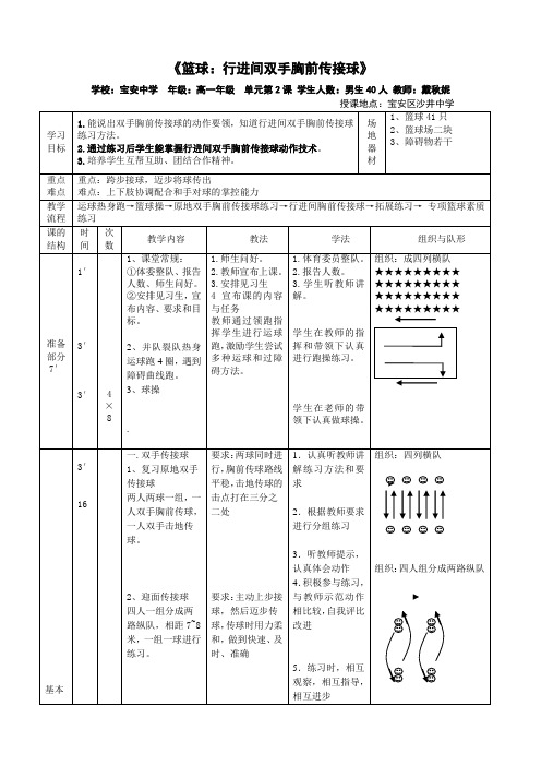 篮球：行进间双手胸前传接球