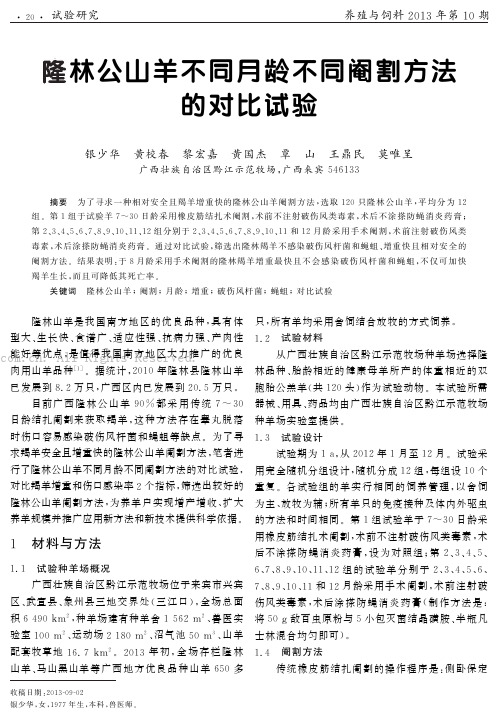 隆林公山羊不同月龄不同阉割方法的对比试验