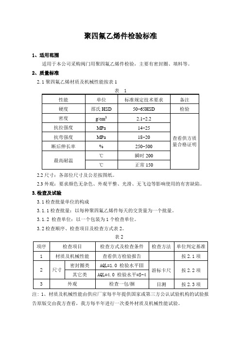 聚四氟乙烯件检验标准