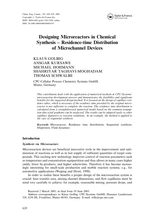 Designing Microreactors in Chemical Synthesis – Residence-time Distribution