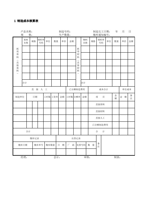 工业企业成本核算表汇总表