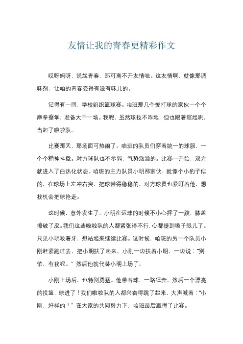 友情让我的青春更精彩作文