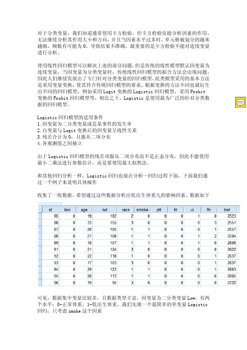 SPSS数据分析—二分类Logistic回归模型