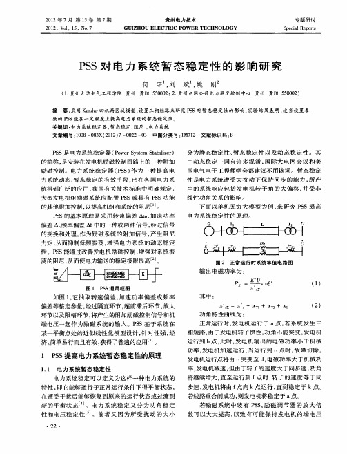 PSS对电力系统暂态稳定性的影响研究