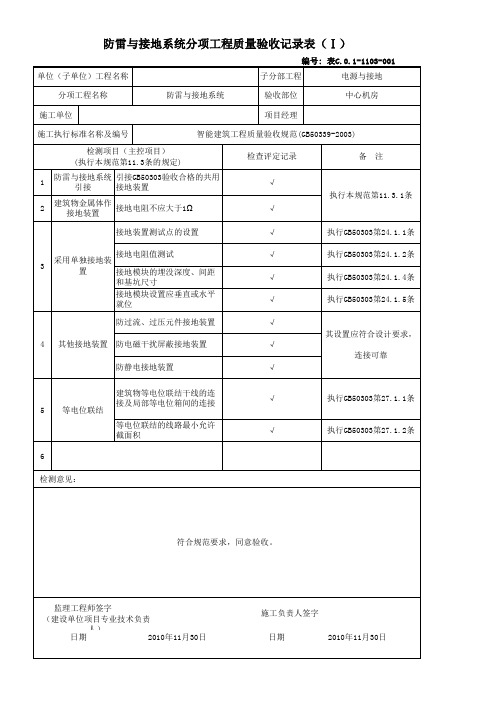 6防雷与接地系统分项工程质量验收记录表1