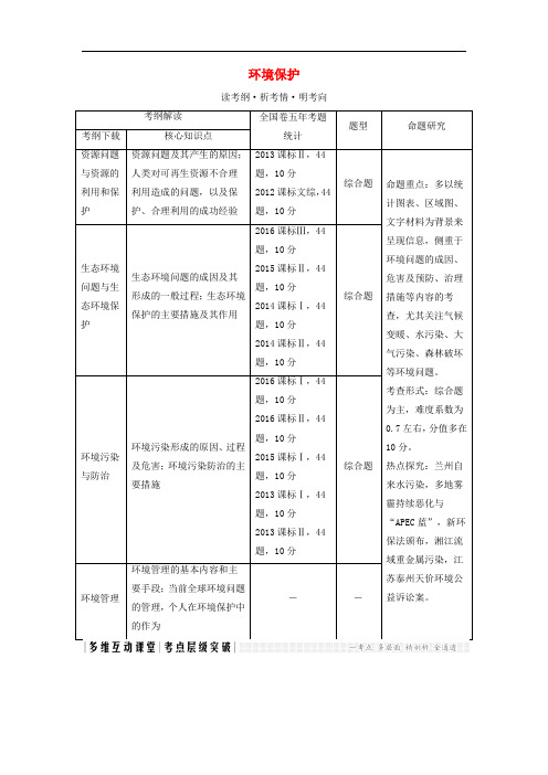 高考地理大一轮复习 环境保护 新人教版选修6