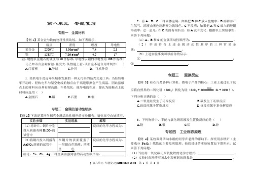 九年级化学第八单元专题复习