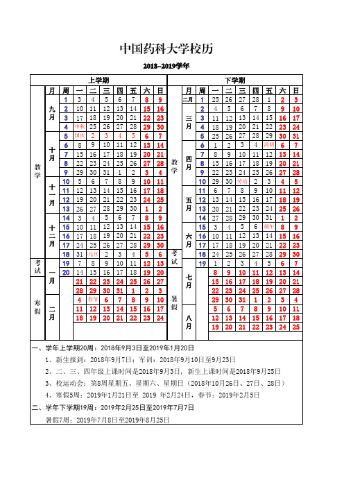 中国药科大学校历