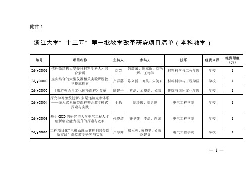 2018年浙江大学高等教育”十三五“第一批教学改革研究项目