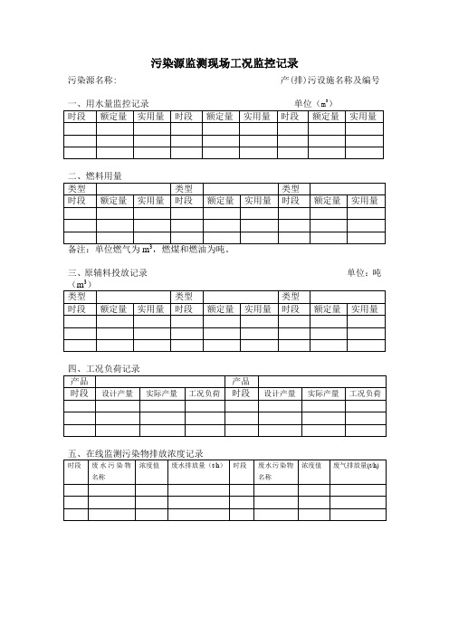 污染源监测现场工况监控记录