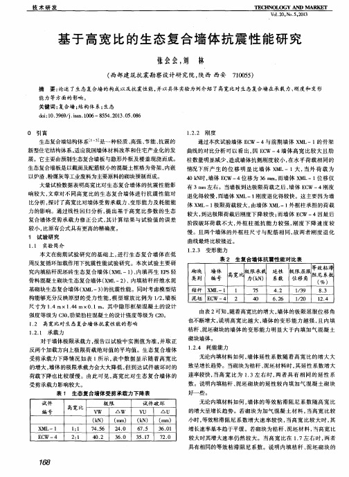 基于高宽比的生态复合墙体抗震性能研究