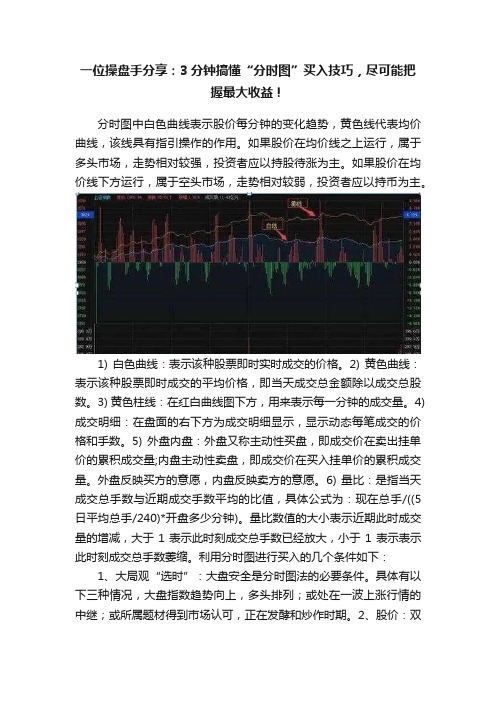 一位操盘手分享：3分钟搞懂“分时图”买入技巧，尽可能把握最大收益！