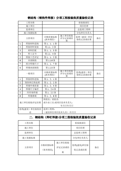 钢结构质量检验记录表