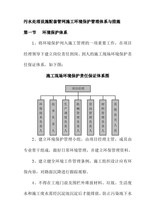 污水处理设施配套管网施工环境保护管理体系与措施