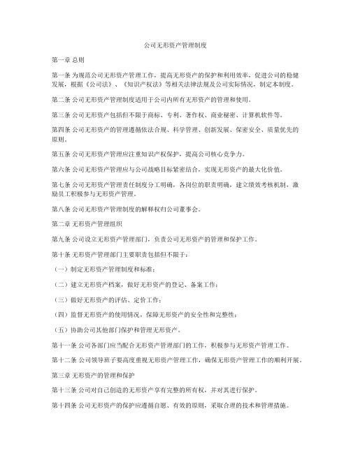 公司无形资产管理制度