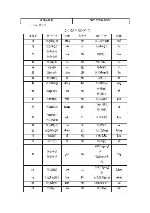 2020版高考语文浙江专用新精准大一轮学案：专题一 现代汉语普通话常用字字音的识记 备考与素养 Word版含解