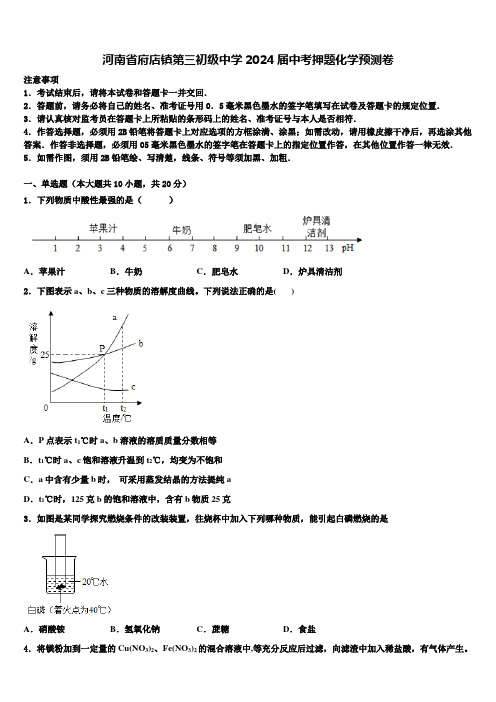 河南省府店镇第三初级中学2024届中考押题化学预测卷含解析