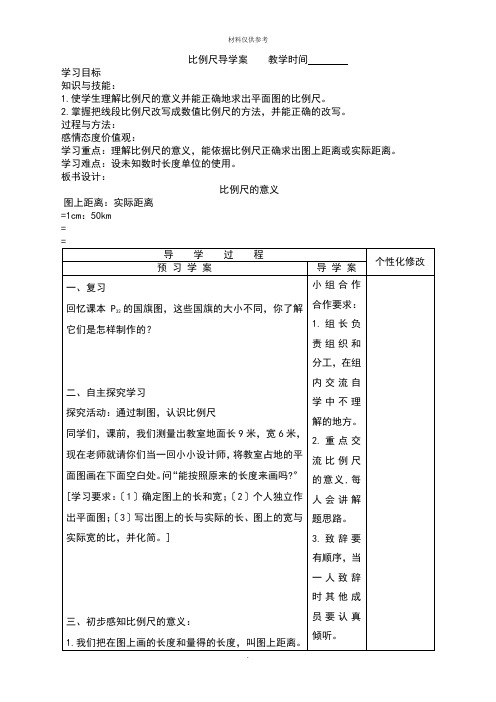 人教版六年级下比例尺的意义导学案