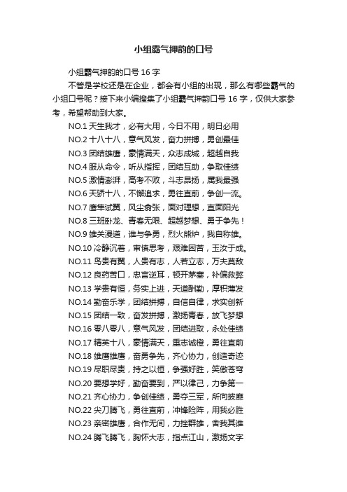 小组霸气押韵的口号16字