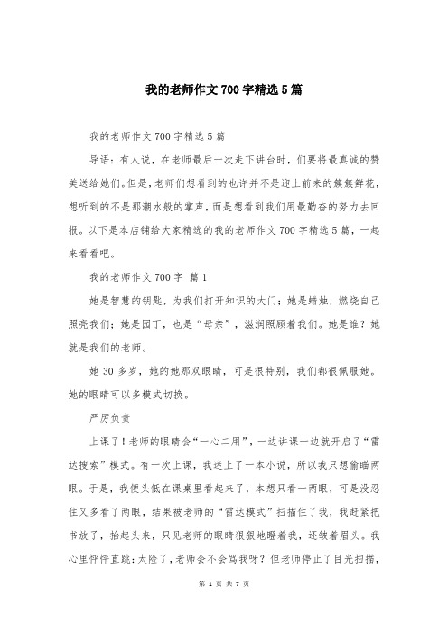 我的老师作文700字精选5篇