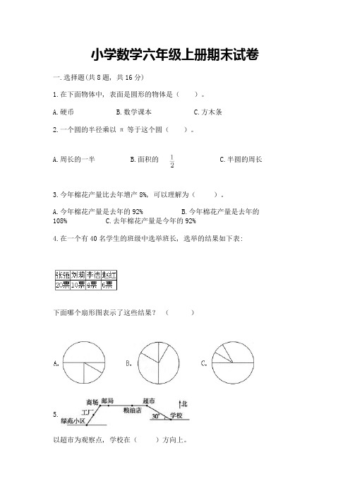 小学数学六年级上册期末试卷附完整答案(全国通用)