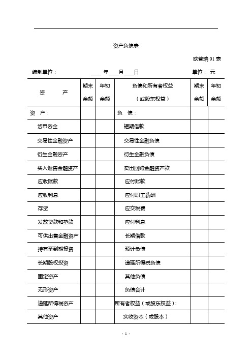 典当企业执行《企业会计准则》的财务报表格式(DOC_6页)