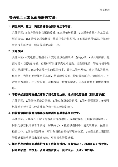 喷码机五大常见故障及解决方法