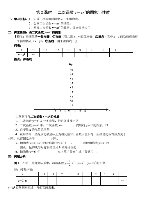 数学北师大版九年级下册第2课时   二次函数y=ax2的图象与性质