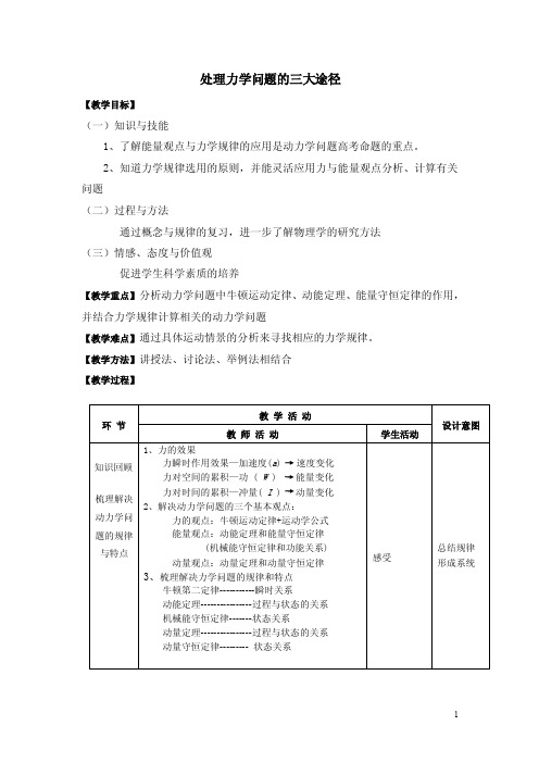 处理力学问题的三大途径